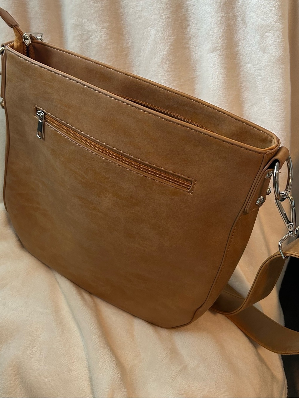 Classic Tan Crossbody Tote with Tassel - Women Bags - Picture 3 of 8